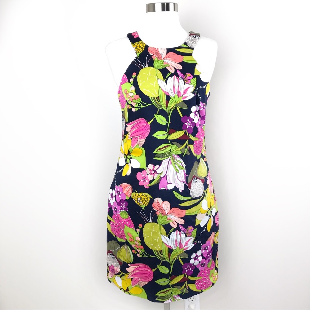 NWT Trina Turk Navy & Floral Print Midi Dress, 4 - Picture 2 of 8